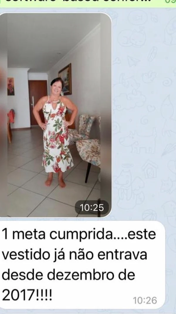 Print de resultado real de aluna do Protocolo Seca Barriga AME
